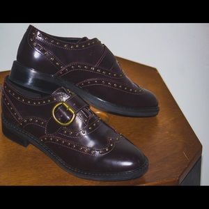 Marc Fisher studded maroon buckle shoe